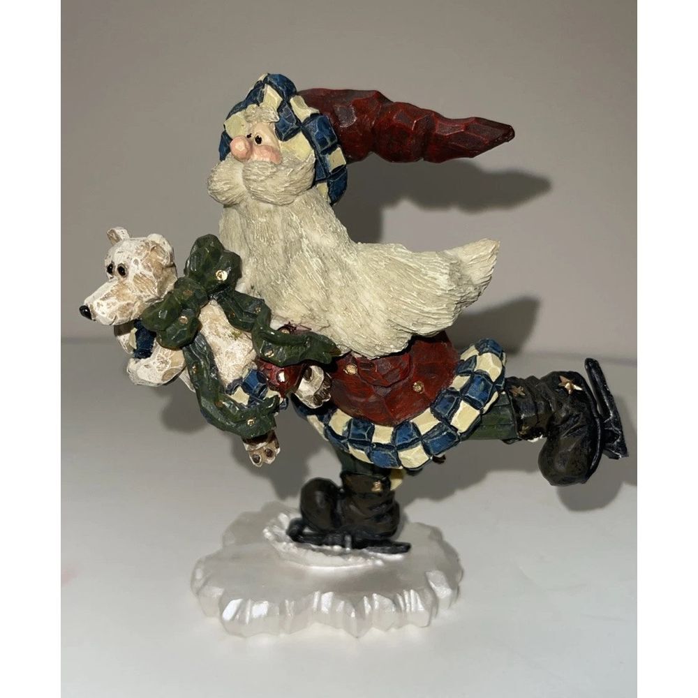 Boyds Bears Collection Carvers Choice 5" Folk Santa Skating Penguin Decoration
